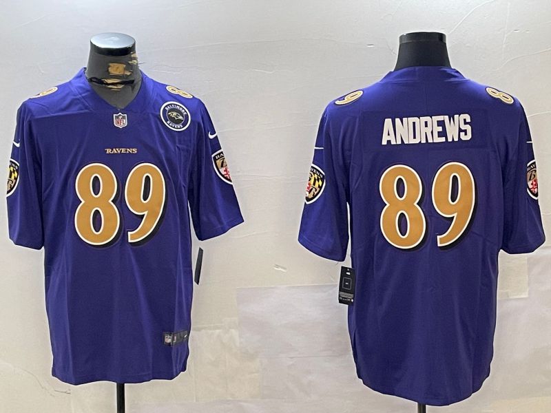 Men Baltimore Ravens #89 Andrews Purple Second generation 2024 Nike Limited NFL Jersey style 4->baltimore ravens->NFL Jersey